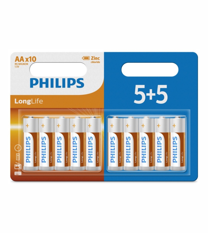 PHILIPS LONGLIFE AA 5+5 BLISTER R6L10BP/10 ΜΠΑΤΑΡΙΕΣ